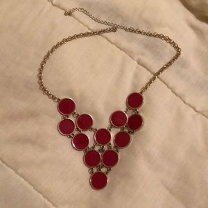 Charming Charlie Red and Gold Statement Necklace